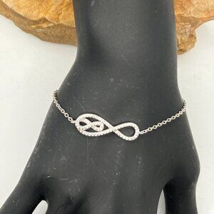 NEW Breast Cancer Sterling Silver Bracelet .925 Cubic Zirconia Infinity Link